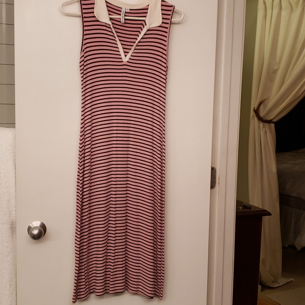 Jersey Midi Dress with Collar and Rhinestone Closu